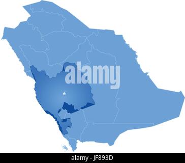 Map of Saudi Arabia, the region Makkah Stock Vector