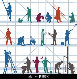 construction workers and craftsmen Stock Vector