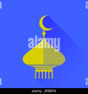 Dome Icon Isolated on Blue Background. Long Shadow Stock Vector