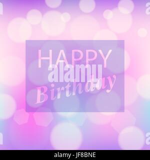 Happy Birthday Text on Pink Blurred Background Stock Vector
