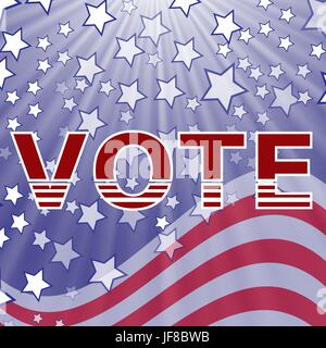American Vote Text on Blue Starry Background. Election Vote. Stock Vector