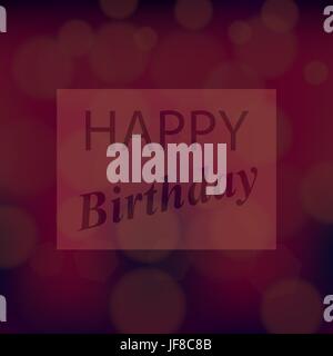 Happy Birthday Text on Red Blurred Background Stock Vector