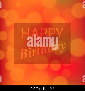 Happy Birthday Text on Orange Blurred Background Stock Vector