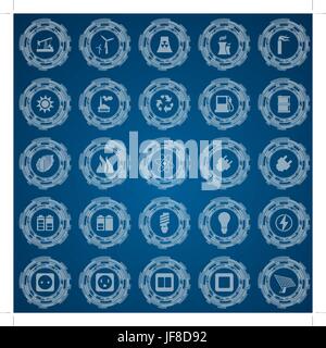 Electricity, power and energy icon set Stock Vector