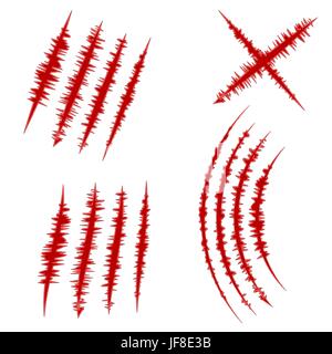 Monster Red Claw Collection Isolated on White Background Stock Vector