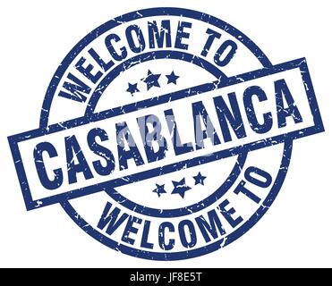 welcome to Casablanca blue stamp Stock Vector