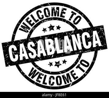 welcome to Casablanca black stamp Stock Vector