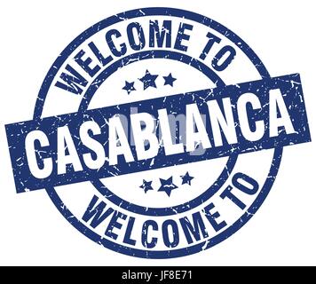 welcome to Casablanca blue stamp Stock Vector