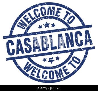 welcome to Casablanca blue stamp Stock Vector