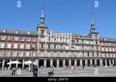 Street Side View of La Casa de la Panadería in Plaza Mayor in Madrid, Spain Stock Photo