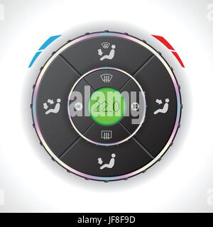 Car auto climatronic gauge with green LCD Stock Vector