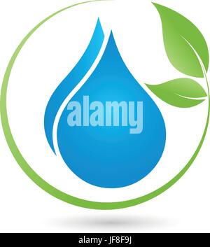 two drops and leaves,logo,cosmetics,wellness Stock Vector
