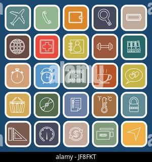 Application line flat icons on blue background. Set 2 Stock Vector