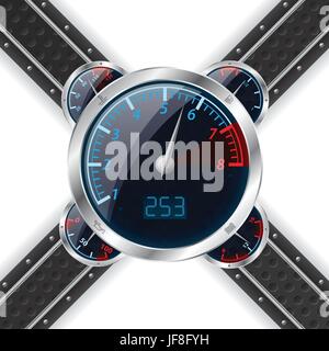 Analog rev counter with digital speedometer Stock Vector