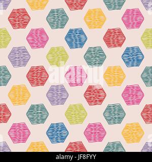 Scribbled hexagon color pattern Stock Vector
