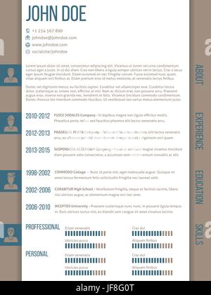 Cv resume template with side categories Stock Vector