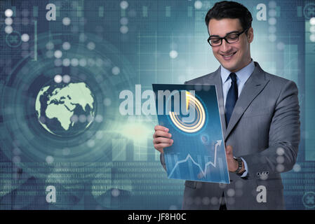 Young businessman in data mining concept Stock Photo