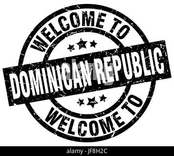 welcome to Dominican Republic black stamp Stock Vector