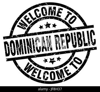 welcome to Dominican Republic black stamp Stock Vector