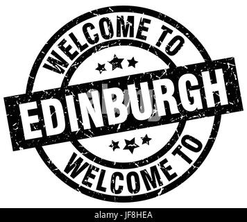 welcome to Edinburgh black stamp Stock Vector