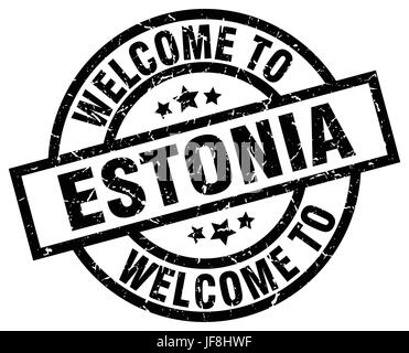 welcome to Estonia black stamp Stock Vector