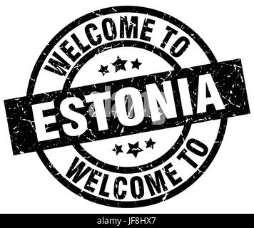 welcome to Estonia black stamp Stock Vector