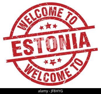 welcome to Estonia red stamp Stock Vector