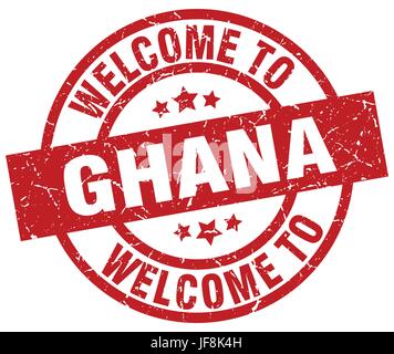 welcome to Ghana red stamp Stock Vector