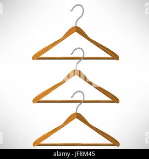 Set of Wooden Coat Hangers  Isolated on White Background Stock Vector