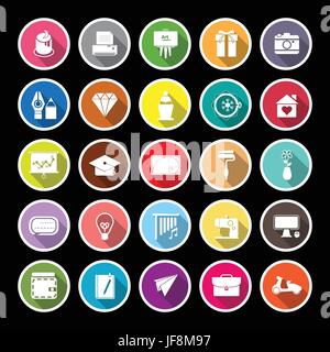 Art and creation flat icons with long shadow Stock Vector