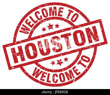 welcome to Houston red stamp Stock Vector