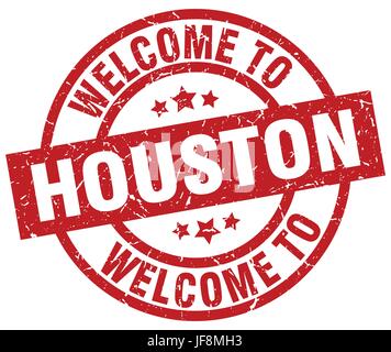 welcome to Houston red stamp Stock Vector