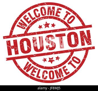 welcome to Houston red stamp Stock Vector