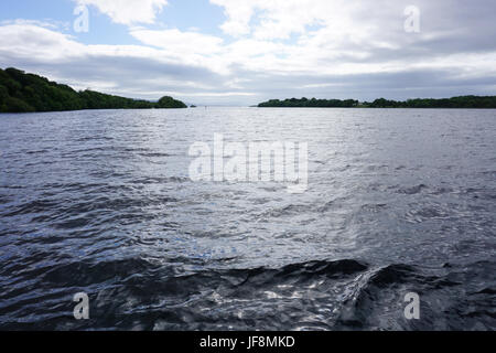 View From Lusty Beg Boa Island Lough Erne County Fermanagh Northern Ireland across the lake Stock Photo