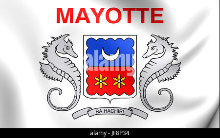 Department of Mayotte Flag. Close Up. Stock Photo