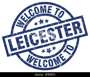 welcome to Leicester blue stamp Stock Vector