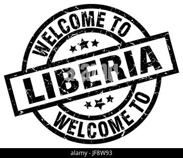 welcome to Liberia black stamp Stock Vector