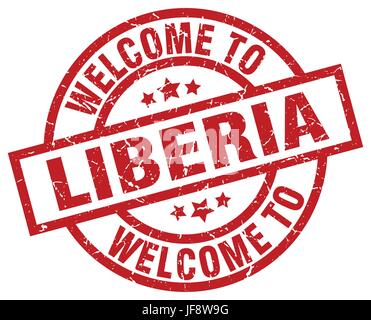 welcome to Liberia red stamp Stock Vector