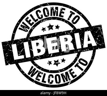 welcome to Liberia black stamp Stock Vector