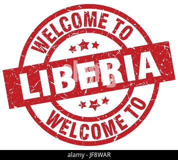 welcome to Liberia red stamp Stock Vector