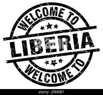 welcome to Liberia black stamp Stock Vector