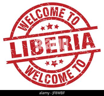 welcome to Liberia red stamp Stock Vector