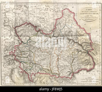 Carte des états composant l'Empire d'Autriche en mai 1809, historical map of the Austrian Empire during the Napoleonic Wars. Stock Photo