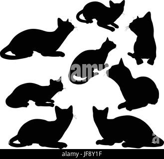 cat silhouette in Sitting pose Stock Vector