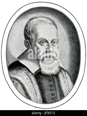 Galileo Galilei Italian polymath: astronomer, physicist, engineer, philosopher, and mathematician 15 February 1564  – 8 January 1642 Stock Photo