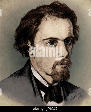 Dante Gabriel Rossetti, portrait by himself. English poet, painter and translator. 12 May  1828 - 10 April 1882 Stock Photo