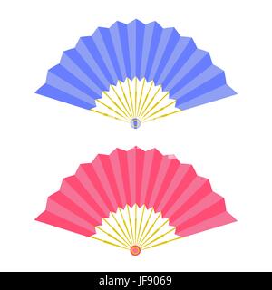 Elegant Folding Fans Isolated on White Background Stock Vector