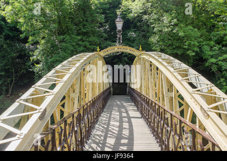 Jubilee Bridge ,built in 1887,which crosses the river Derwent in Matlock Bath, Derbyshire Stock Photo