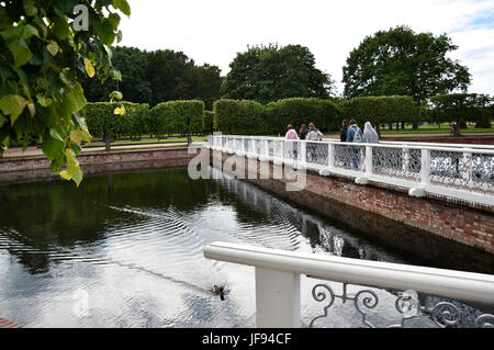 Marly Palace in the Lower Gardens of of Peterhof, near Saint Petersburg, Russia Stock Photo
