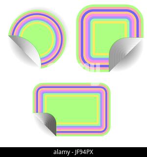 Set of Colored Stickers Isolated on White Background Stock Vector